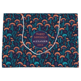 Fantasy Whimsical Woodland Lila Mushroom Muster Große Geschenktüte