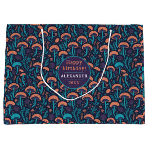 Fantasy Whimsical Woodland Lila Mushroom Muster Große Geschenktüte