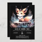 Fantasy Whimsy Fox Geburtstag digital Einladung (Vorne/Hinten)
