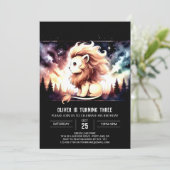 Fantasy Whimsy Lion Birthday Einladung (Stehend Vorderseite)