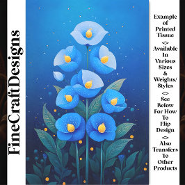 Fantasy Whimsy Vivid Blue Blumen CE5 Decoupage Seidenpapier
