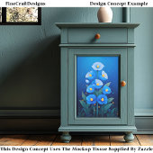 Fantasy Whimsy Vivid Blue Blumen CE5 Decoupage Seidenpapier