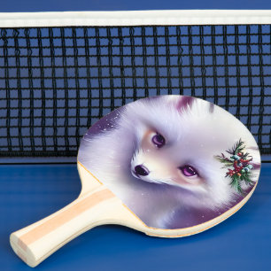 Fantasy White Baby Fox mit Lavendel Eyes Tischtennis Schläger