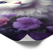 Fantasy White Cat mit Blume Poster (Ecke)