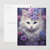 Fantasy White Cat Postcard Postkarte (Vorne/Hinten)