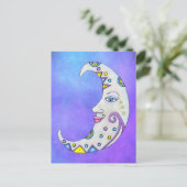 Fantasy White Crescent Moon farbige Markierungen Postkarte (Stehend Vorderseite)