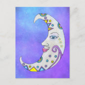 Fantasy White Crescent Moon farbige Markierungen Postkarte (Vorderseite)