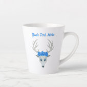 Fantasy White Deer Head Antlers Hübsch Blue Rose Milchtasse (Rechts)