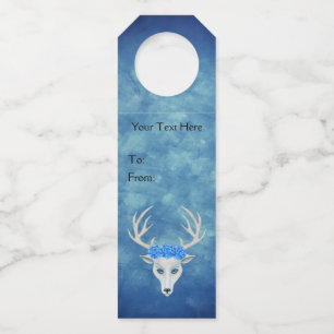 Fantasy White Deer Head Hübsche Rose Misty Blue Flaschenanhänger