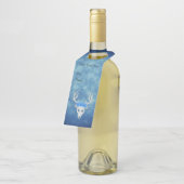 Fantasy White Deer Head Hübsche Rose Misty Blue Flaschenanhänger (Angewinkelt)