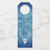Fantasy White Deer Head Hübsche Rose Misty Blue Flaschenanhänger (Rückseite)