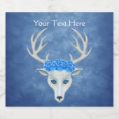 Fantasy White Deer Head Mysterious Face Blue Rose Bierflaschenetikett (Einzelnes Label)