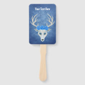 Fantasy White Deer Head Mysterious Face Blue Rose Fächer (Vorderseite)
