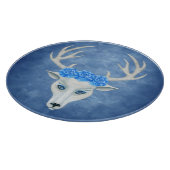 Fantasy White Deer Head Tragend Rose Antlers Blue Schneidebrett (Ecke)
