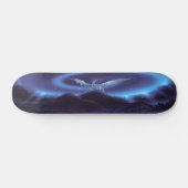 Fantasy White Dragon on Blue Mountain Skateboard (Horizontal)