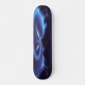 Fantasy White Dragon on Blue Mountain Skateboard (Vorne)
