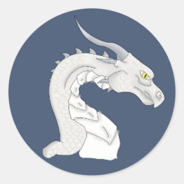 Fantasy White Dragon Runder Aufkleber