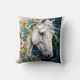 Fantasy White Horse decorated with flowers Kissen