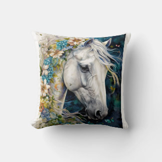 Fantasy White Horse decorated with flowers   Kissen