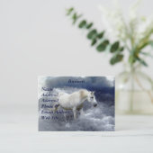 Fantasy White Horse & Ocean Surf Business Card Visitenkarte (Stehend Vorderseite)