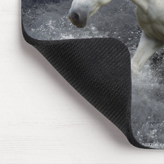 Fantasy White Horse & Ocean Surf Mousepad (Ecke)