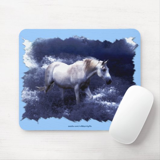 Fantasy White Horst & Ocean Surf Geschenke Mousepad (Mit Mouse)