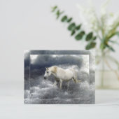 Fantasy White Horst & Ocean Surf Geschenke Postkarte (Stehend Vorderseite)