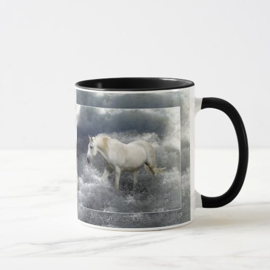 Fantasy White Horst & Ocean Surf Geschenke Tasse (Rechts)