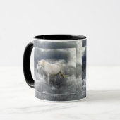Fantasy White Horst & Ocean Surf Geschenke Tasse (Vorderseite Links)