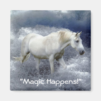 Fantasy White Horst & Ocean Surf Magnet Geschenk