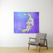 Fantasy White Moon Face Brillant farbene Akzente Wandteppich (Beispiel (Horizontal))