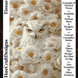 Fantasy White Owl, Cream Peongs CY8 Decoupage Seidenpapier