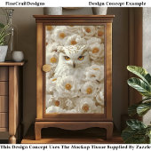Fantasy White Owl, Cream Peongs CY8 Decoupage Seidenpapier