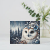 Fantasy White Owl Winter Wonderland Postkarte (Stehend Vorderseite)