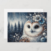 Fantasy White Owl Winter Wonderland Postkarte (Vorne/Hinten)