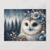 Fantasy White Owl Winter Wonderland Postkarte (Vorderseite)