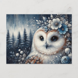 Fantasy White Owl Winter Wonderland Postkarte