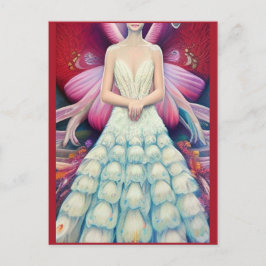 Fantasy White Peacock Wedding Dress AI Art Postkarte