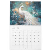 Fantasy White Peacocks in Abstract Style Kalender (Mär 2026)