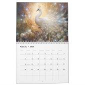 Fantasy White Peacocks in Abstract Style Kalender (Feb 2026)