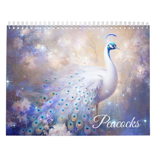 Fantasy White Peacocks in Abstract Style Kalender (Titelbild)