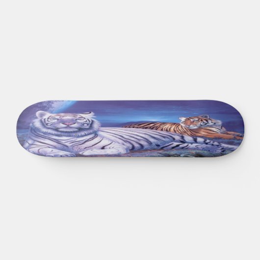Fantasy White Tiger Cat Skateboard (Horizontal)