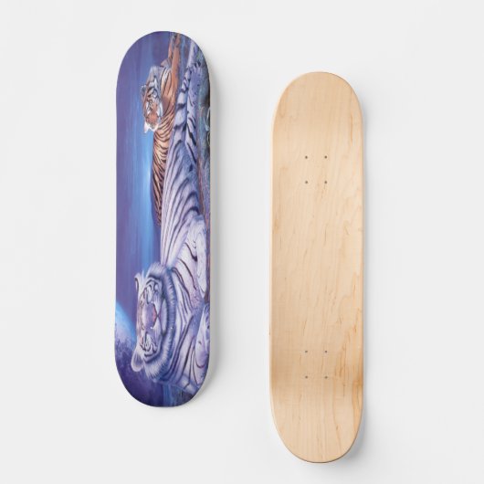 Fantasy White Tiger Cat Skateboard (Vorderseite)