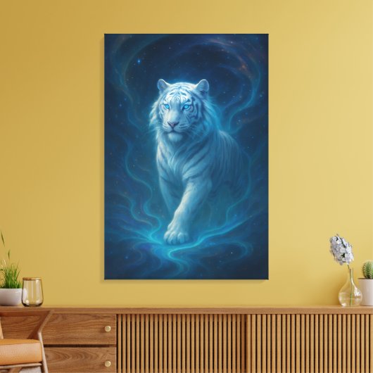 Fantasy White Tiger – Mystic Aura Series | ManJian Leinwanddruck (Insitu (Wohnzimmer))