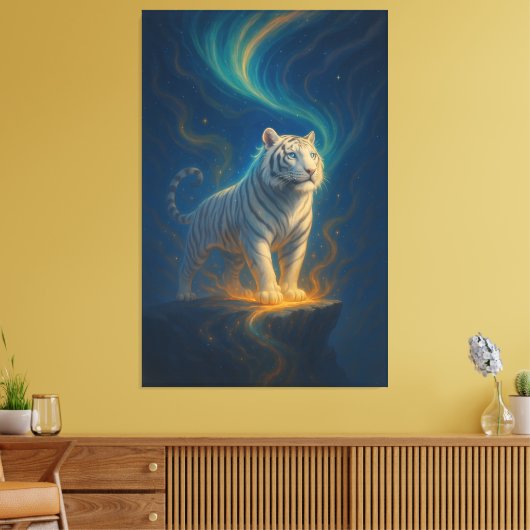 Fantasy White Tiger – Mystic Aura Series | ManJian Leinwanddruck (Insitu (Wohnzimmer))