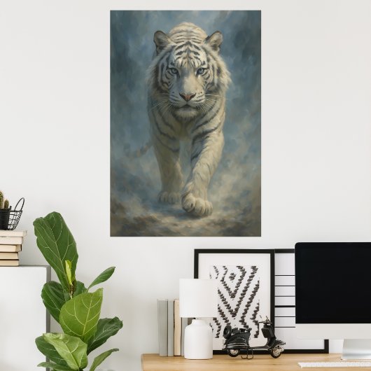 Fantasy White Tiger – Mystic Aura Series | ManJian Poster (Heimbüro)