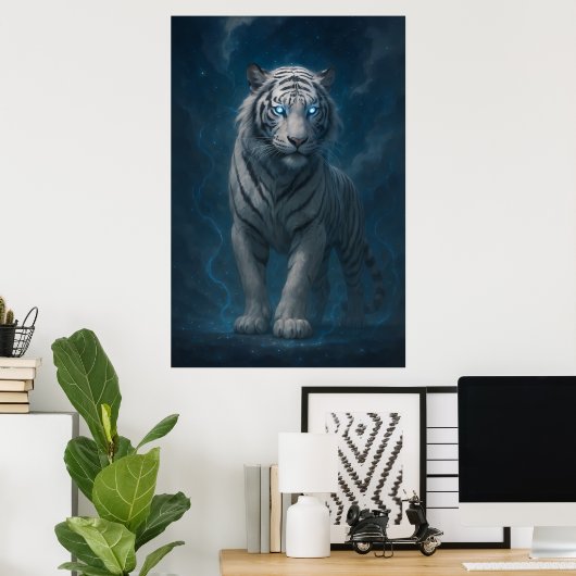 Fantasy White Tiger – Mystic Aura Series | ManJian Poster (Heimbüro)