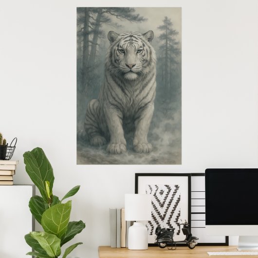 Fantasy White Tiger – Mystic Aura Series | ManJian Poster (Heimbüro)