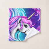 Fantasy White Unicorn Nahtloses Muster Badhandtuch Set (Waschlappen)
