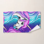 Fantasy White Unicorn Nahtloses Muster Badhandtuch Set (Handtuch)